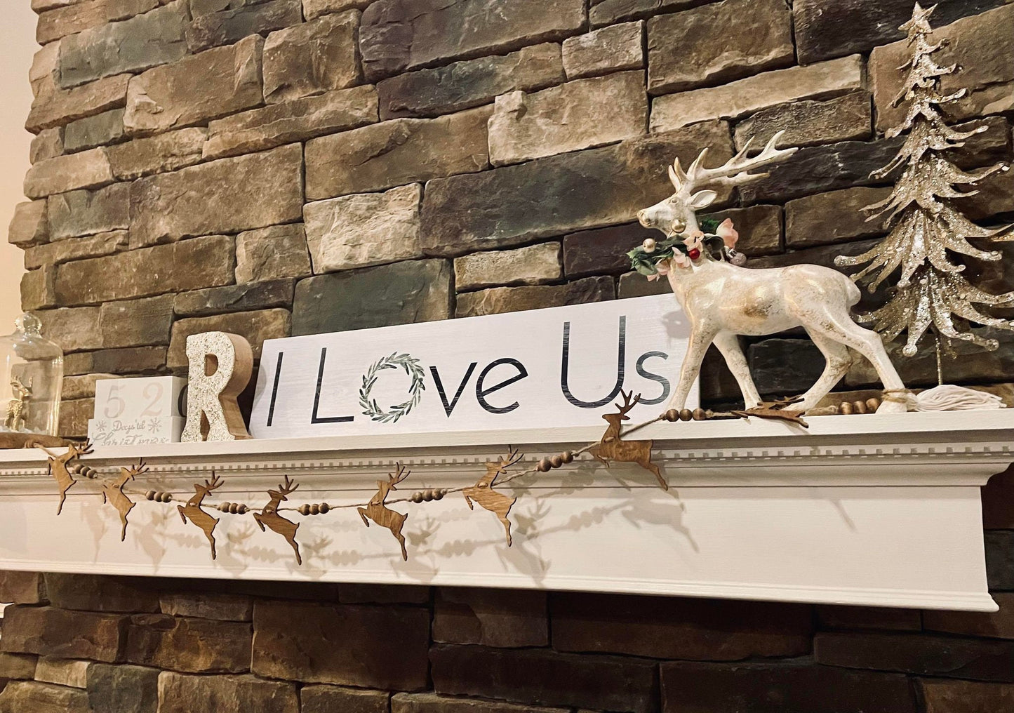 Wooden Reindeer Christmas Garland