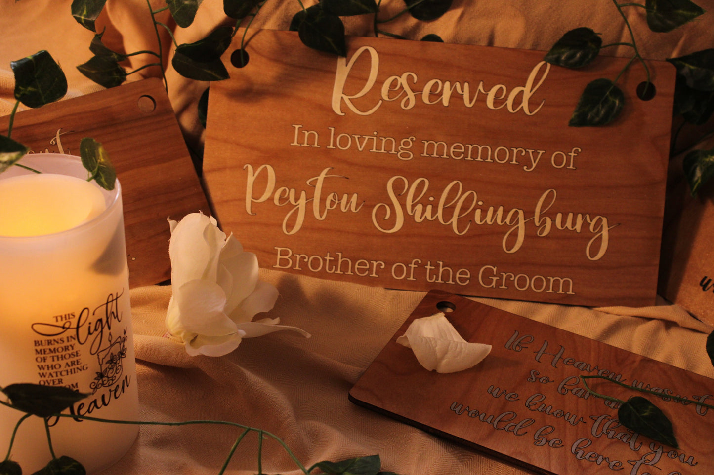 Wooden Reserved Wedding Sign - In Loving Memory