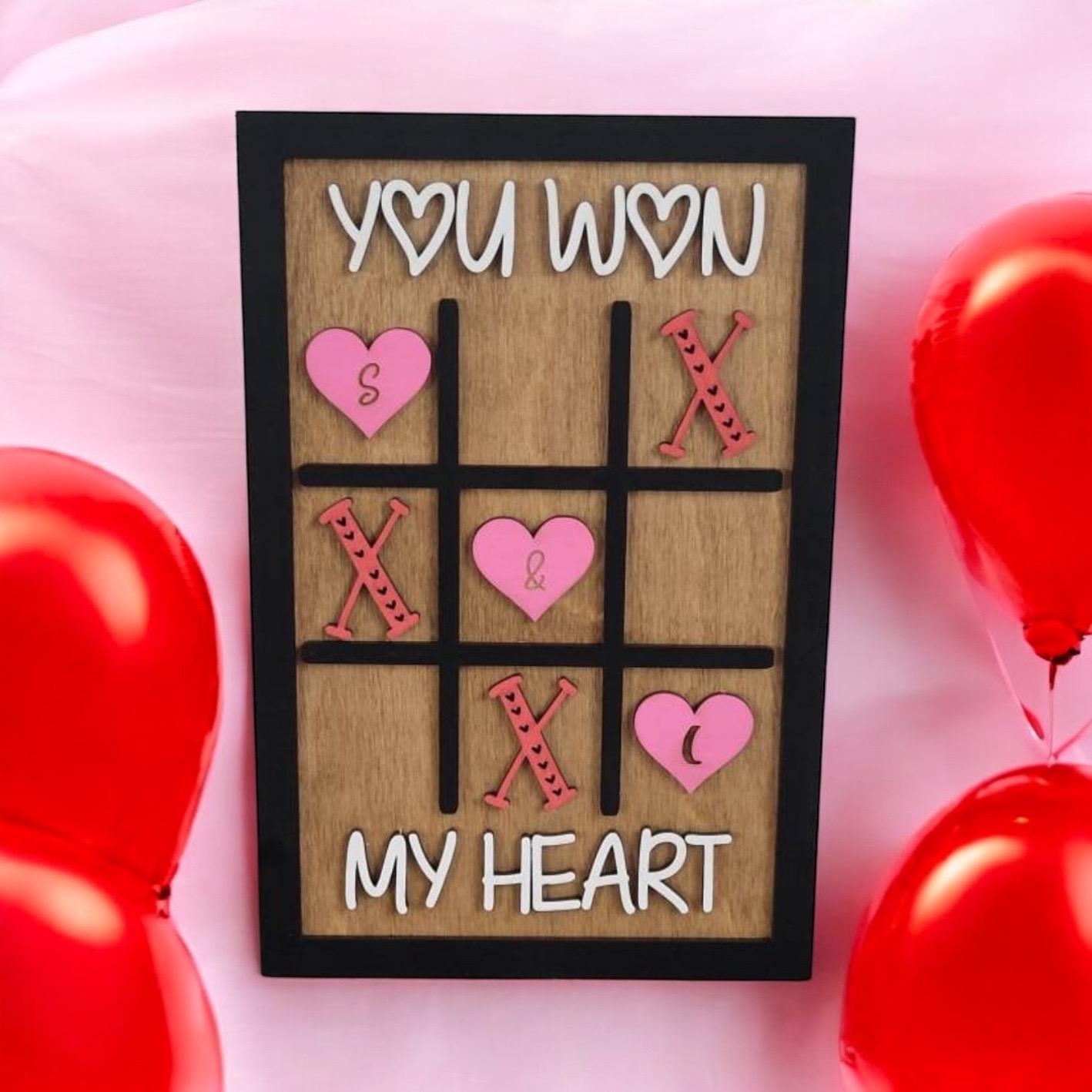 Tic Tac Toe Valentine's Sign with Initials