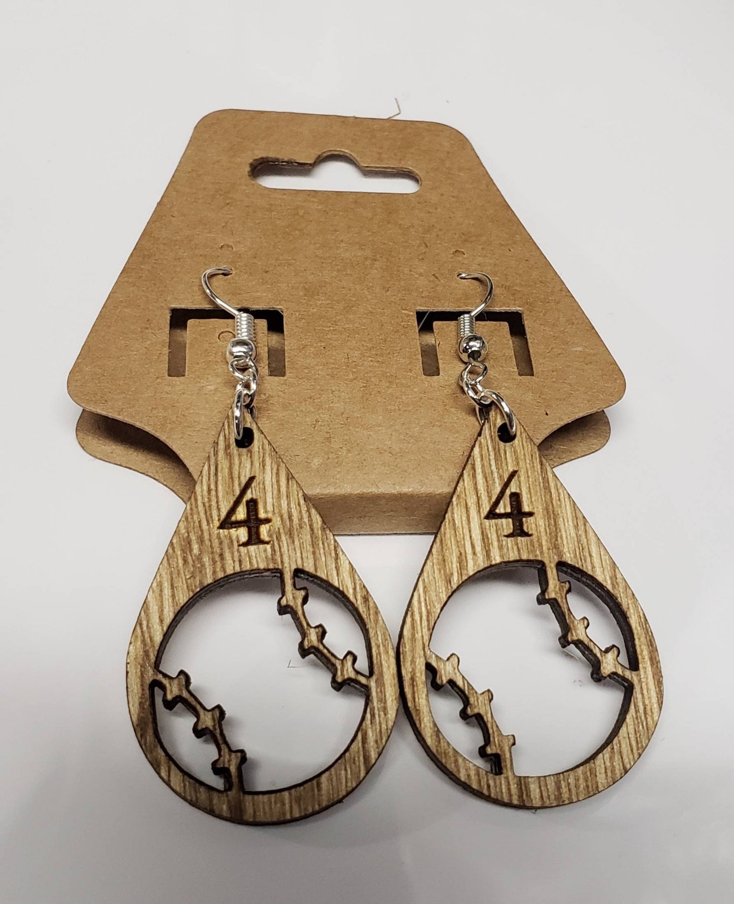 Baseball & Softball Earrings - Wooden Sports Jewelry - Personalized Number - Dangle Earrings - Gift