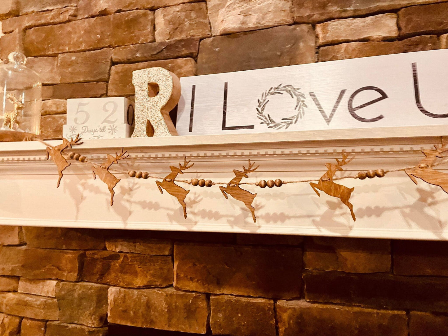 Wooden Reindeer Christmas Garland