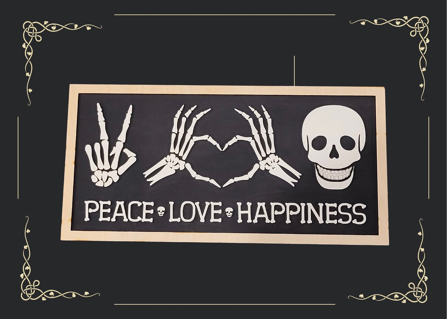 Peace Love Happiness Halloween Sign
