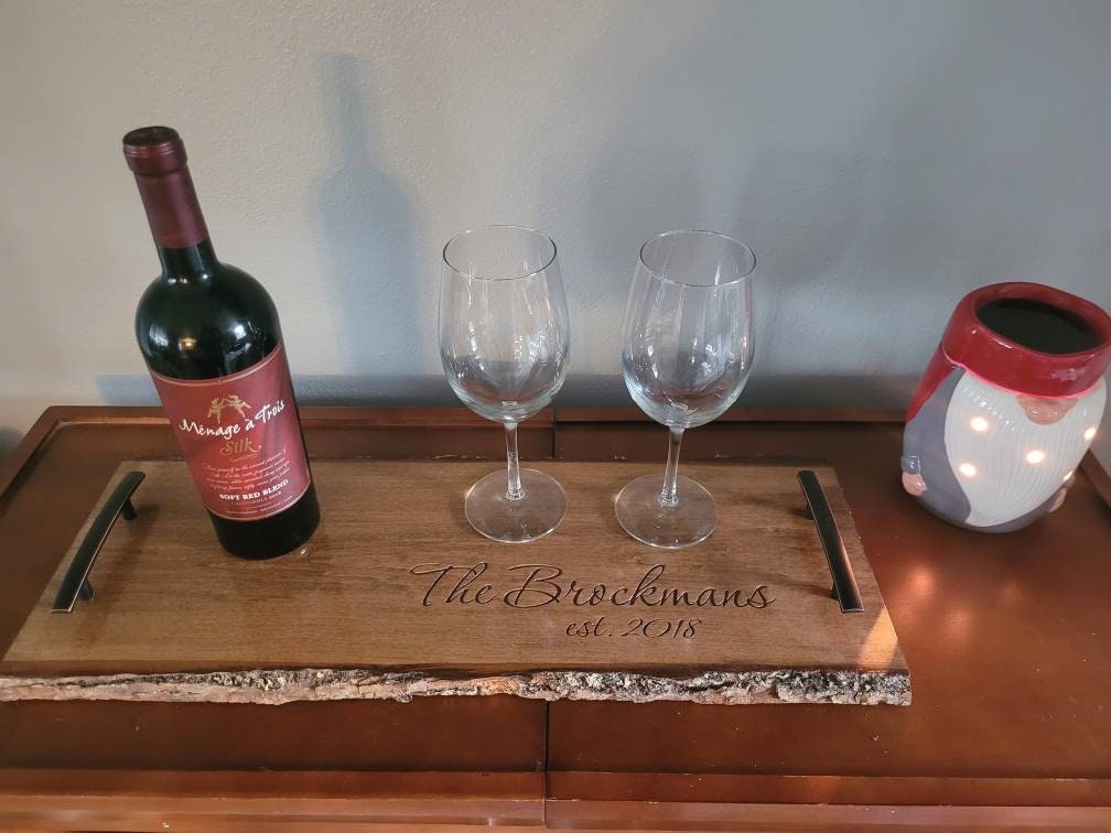 Personalized Live Edge Coffee Table Tray