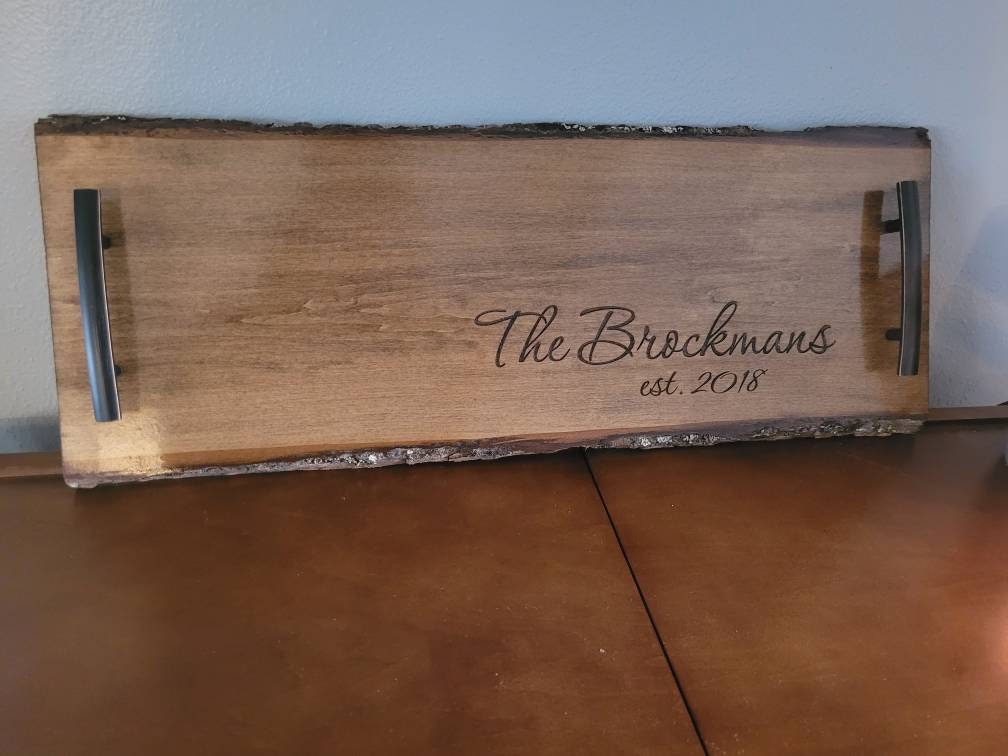Personalized Live Edge Coffee Table Tray