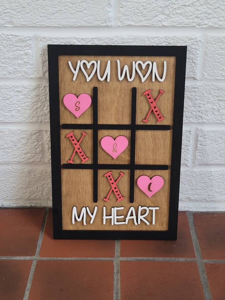 Tic Tac Toe Valentine's Sign with Initials