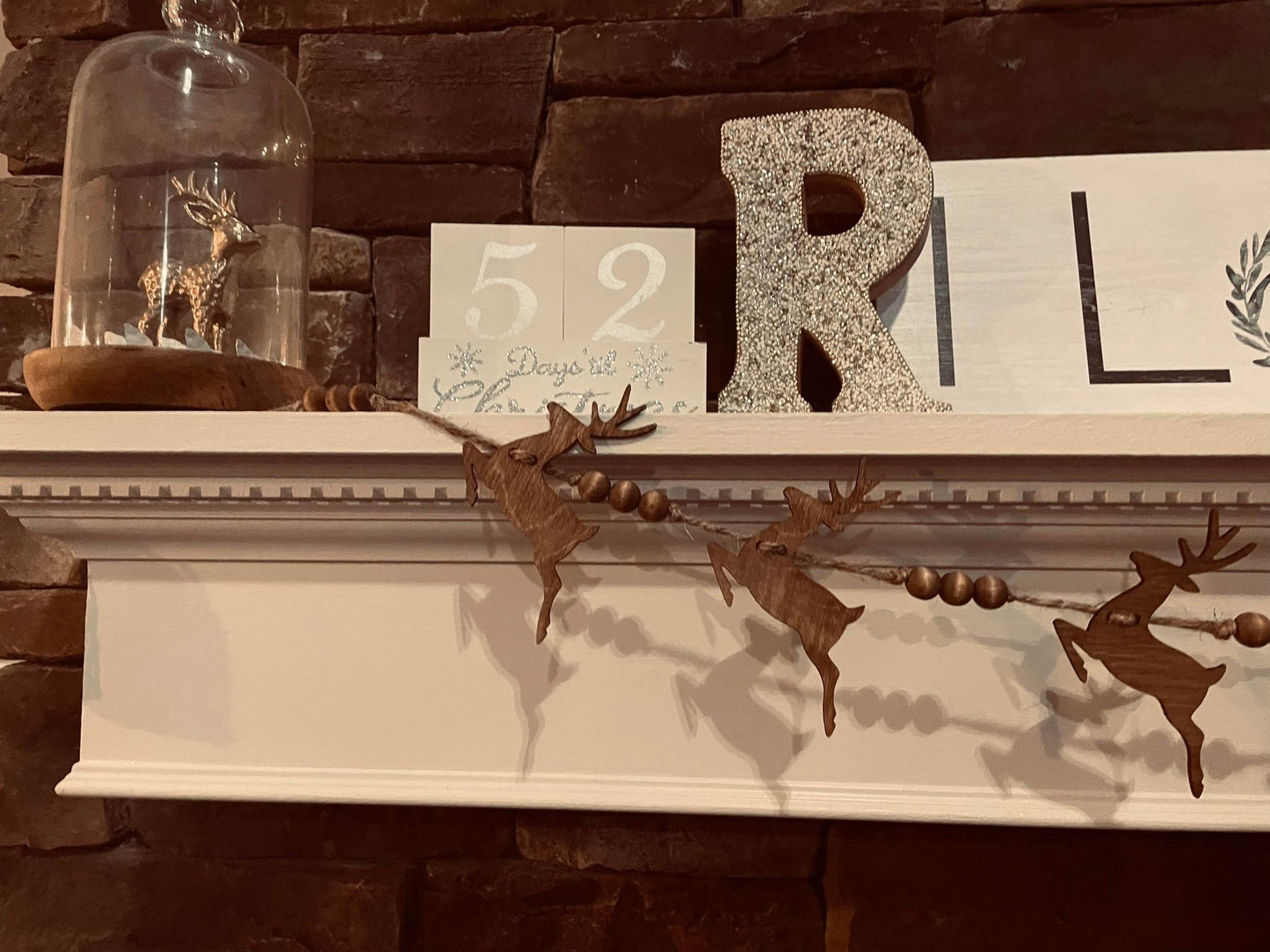 Wooden Reindeer Christmas Garland