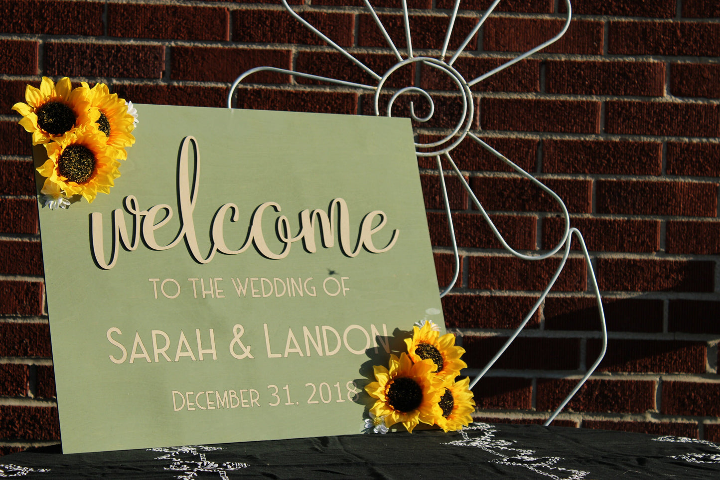 Sage Green Sunflower Wedding Sign