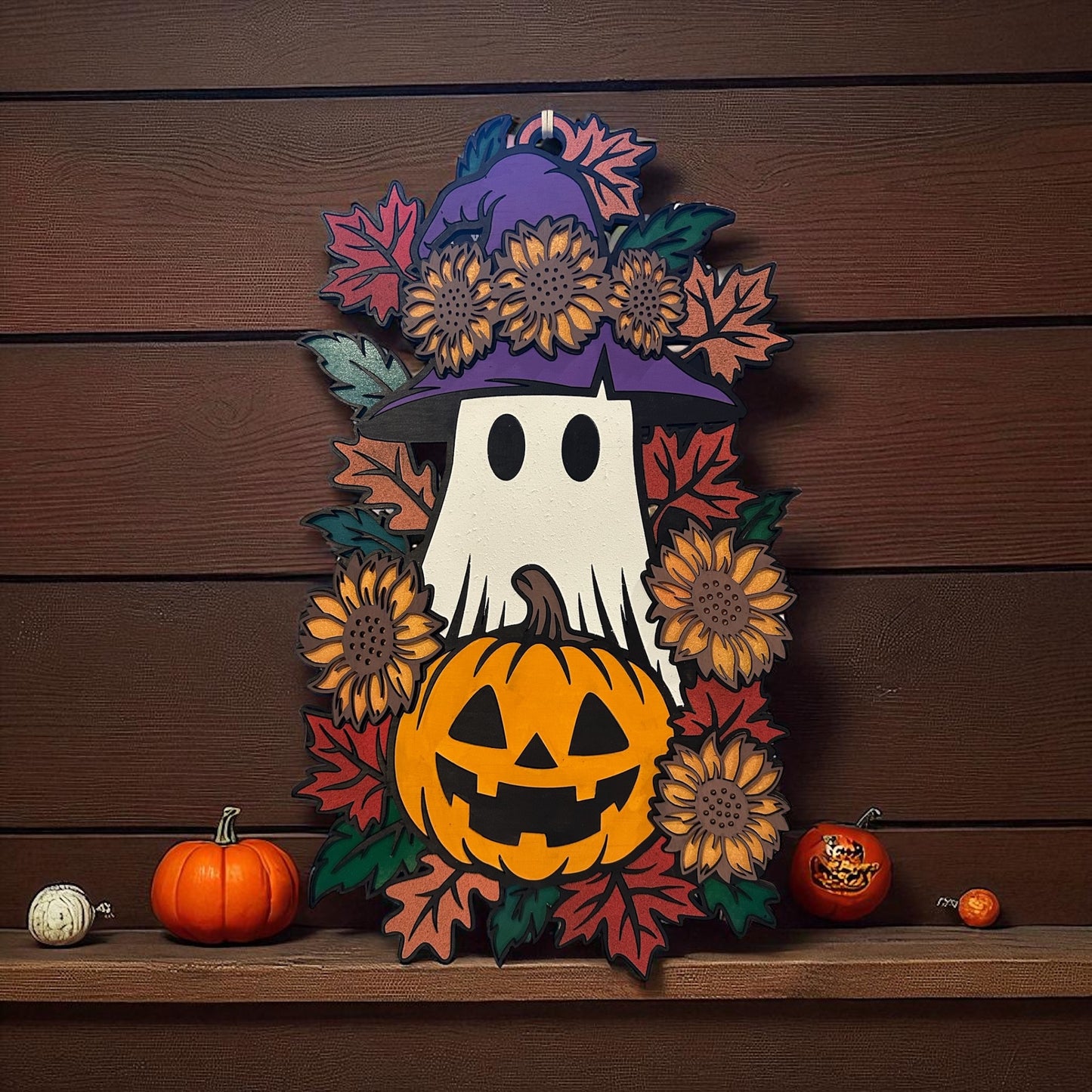 Spooky Sweet Floral Ghost Door Hanger