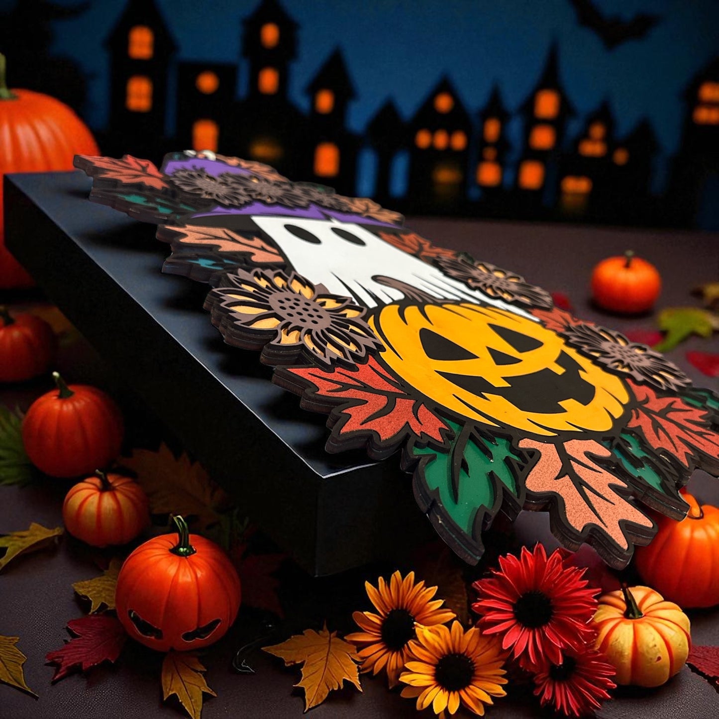 Spooky Sweet Floral Ghost Door Hanger