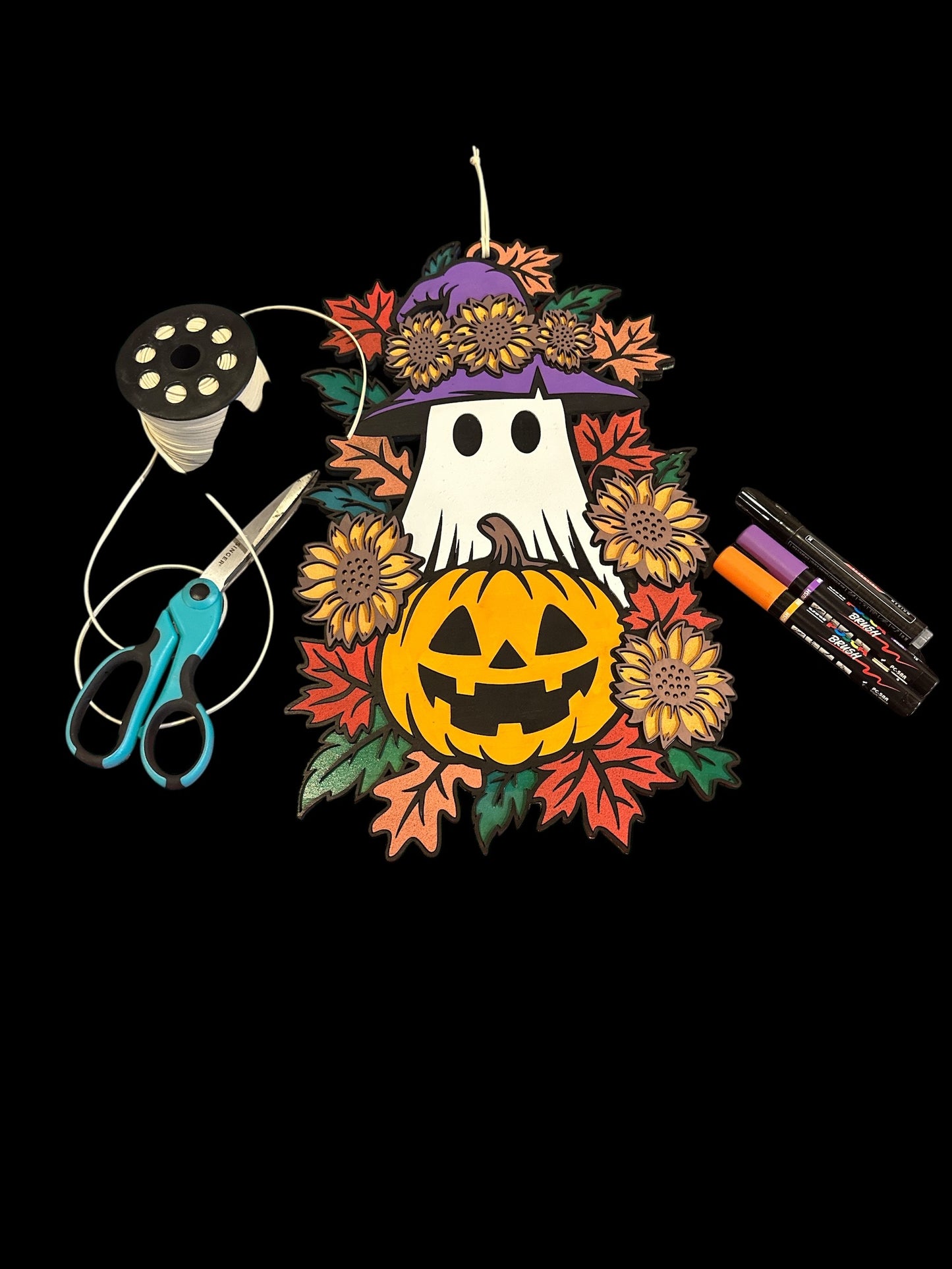 Spooky Sweet Floral Ghost Door Hanger