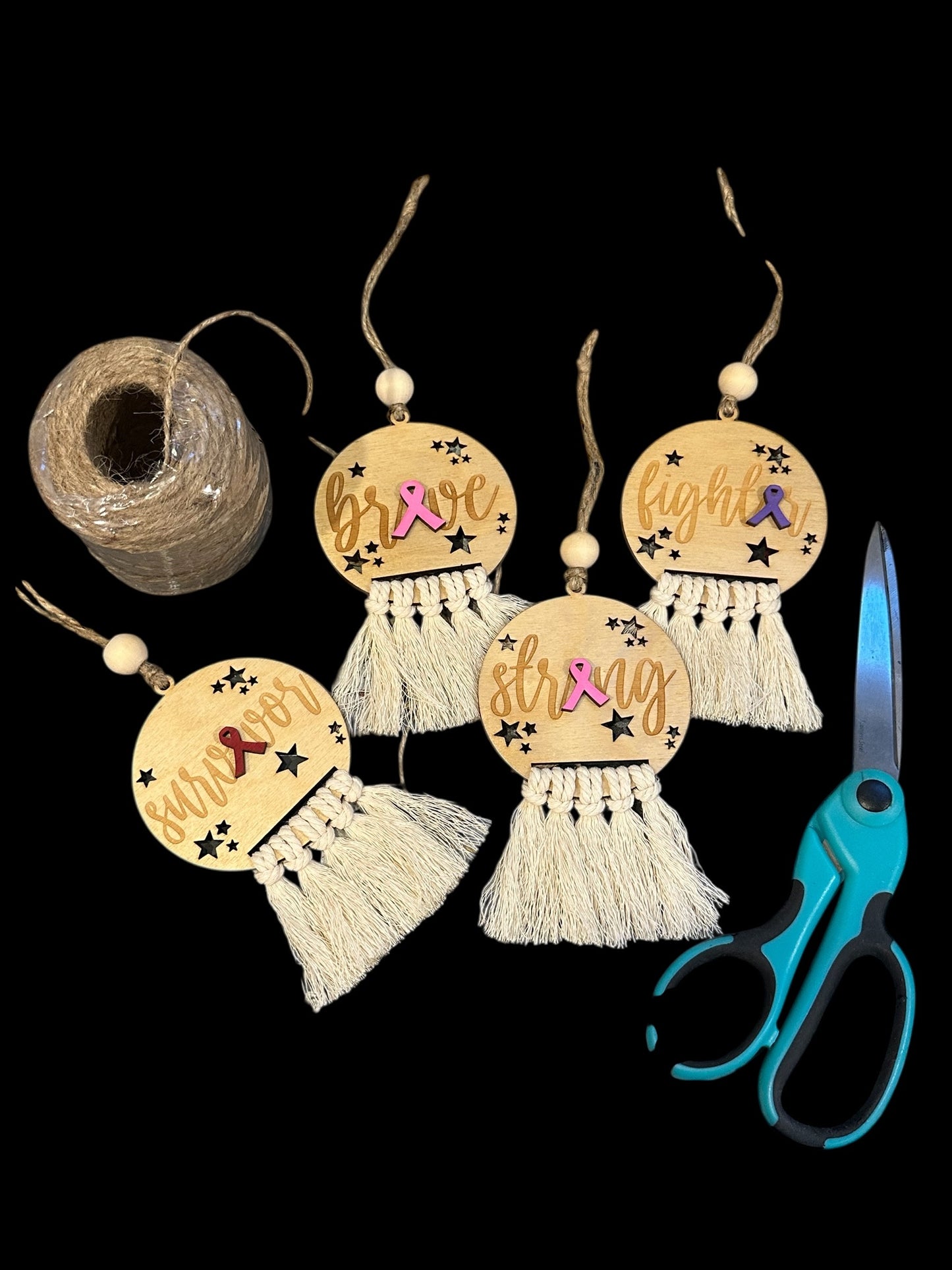 The Strength Collection: Macrame Cancer Awareness Ornaments