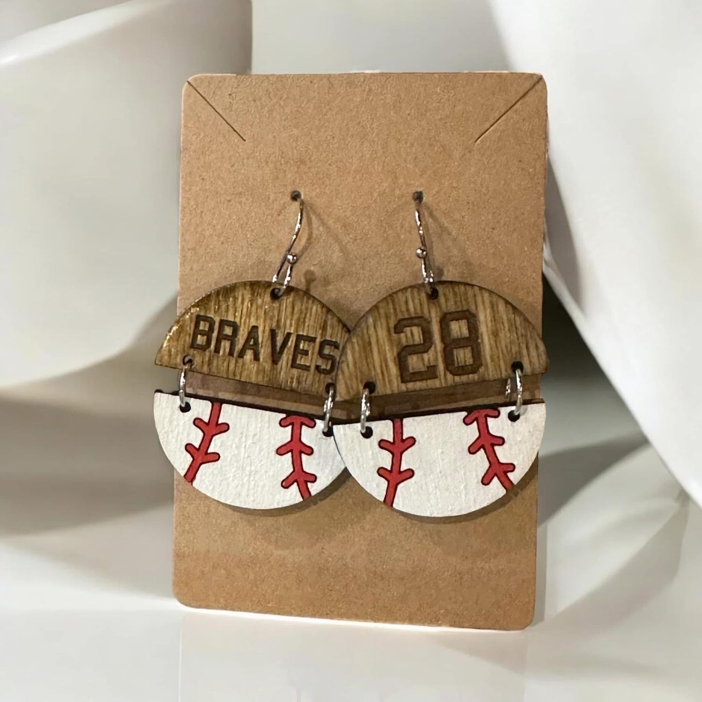 Personalized Baseball Earrings - Custom Baseball Half-Ball Earrings - Team Name/Number - Sporty Jewelry