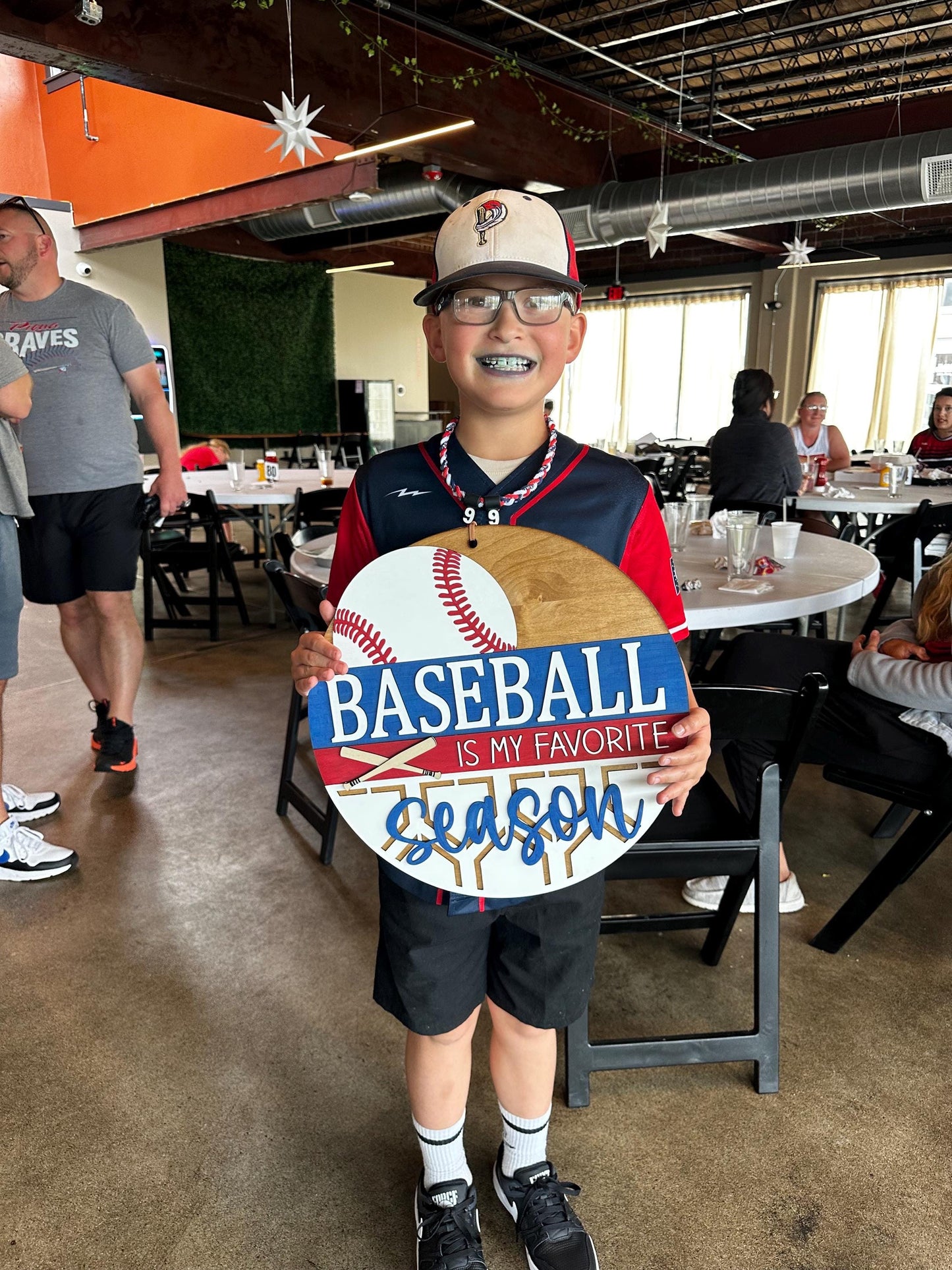 Baseball Season Wood Door Hanger | Personalized Baseball Decor | Game Day Sign | Round Front Door Welcome Sign | Baseball Door Sign