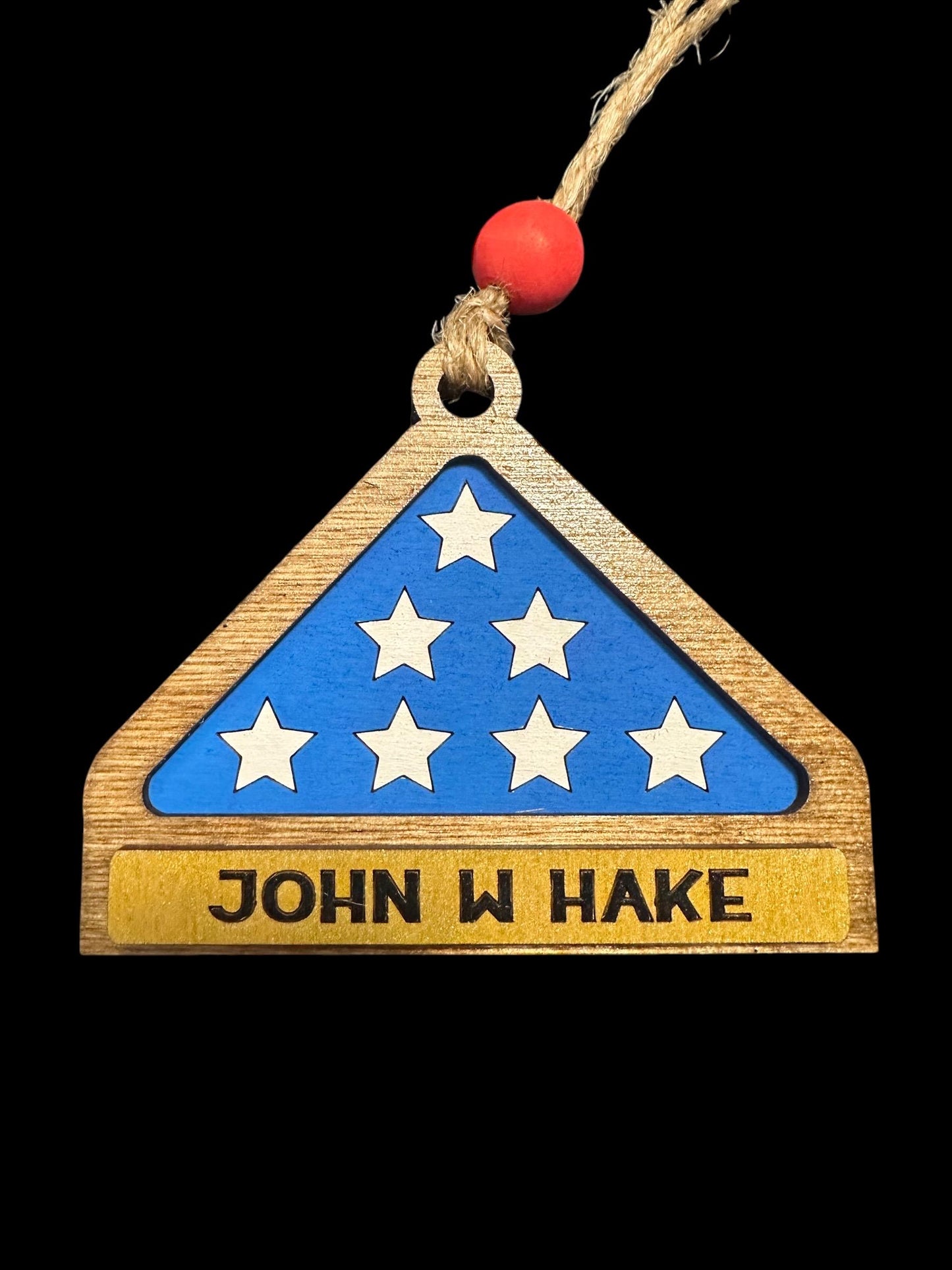 Folded Flag Memorial Ornament with Name