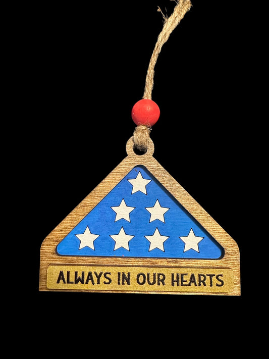 Folded Flag Memorial Ornament with Name