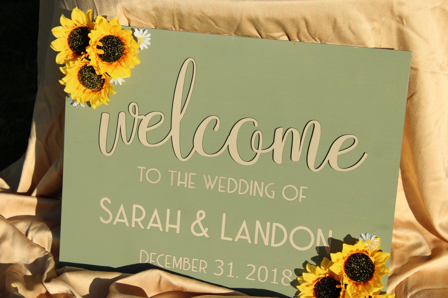 Sage Green Sunflower Wedding Sign