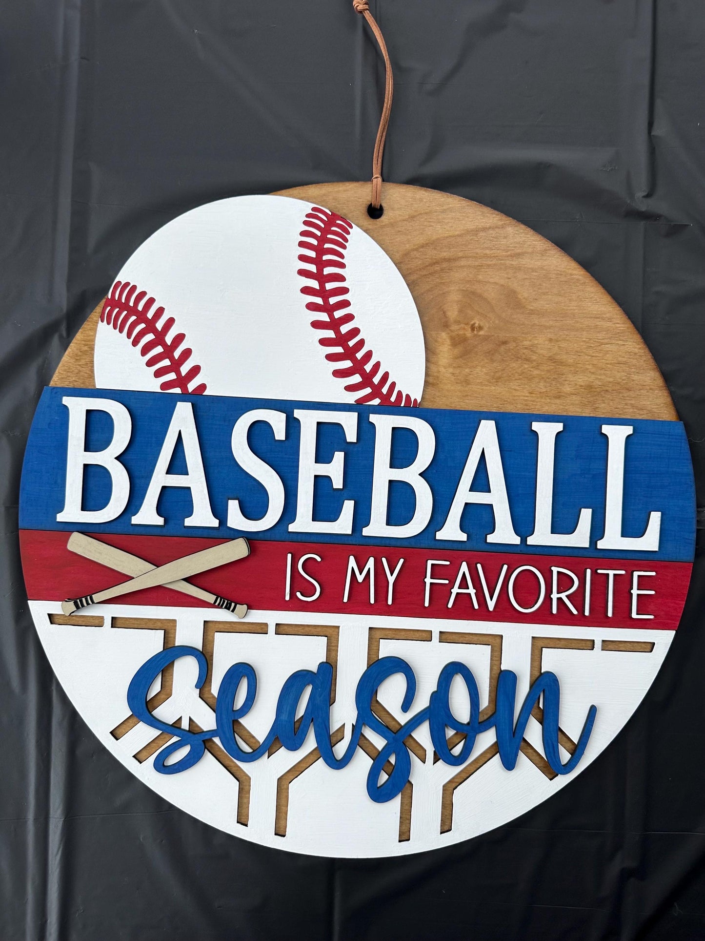 Baseball Season Wood Door Hanger | Personalized Baseball Decor | Game Day Sign | Round Front Door Welcome Sign | Baseball Door Sign