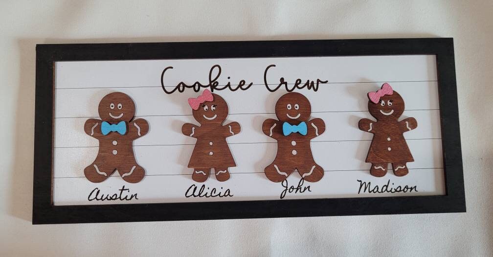 Personalized Family Christmas Sign - Santa's Helpers - Custom Reindeer Name Sign  -  Stocking Sign - Gingerbread Sign - Rustic Holiday Decor