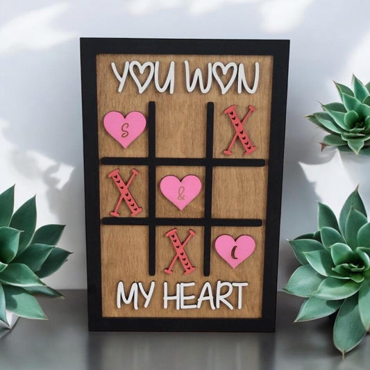 Tic Tac Toe Valentine's Sign with Initials