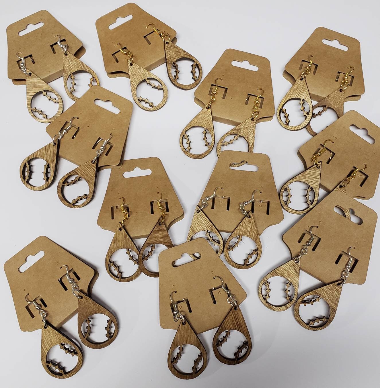 Baseball & Softball Earrings - Wooden Sports Jewelry - Personalized Number - Dangle Earrings - Gift
