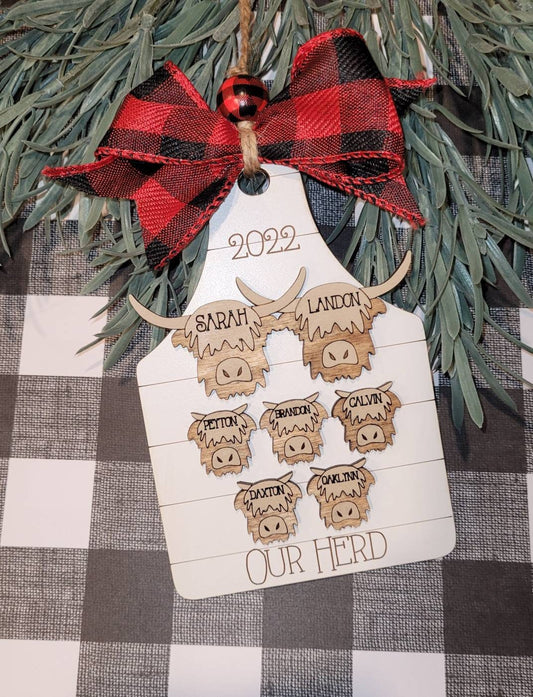 Family Highland Cow Family Christmas Ornament 2025
