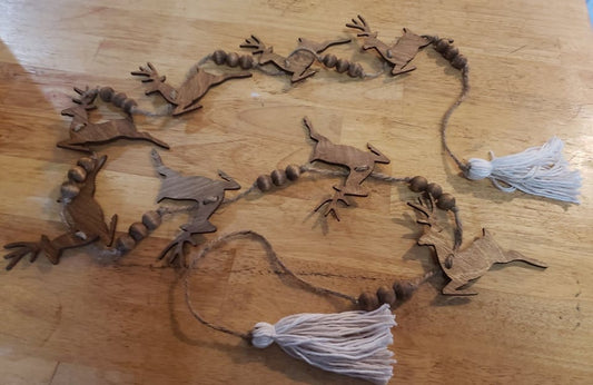 Wooden Reindeer Christmas Garland