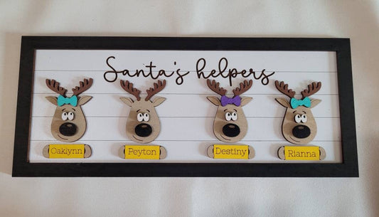 Personalized Family Christmas Sign - Santa's Helpers - Custom Reindeer Name Sign  -  Stocking Sign - Gingerbread Sign - Rustic Holiday Decor