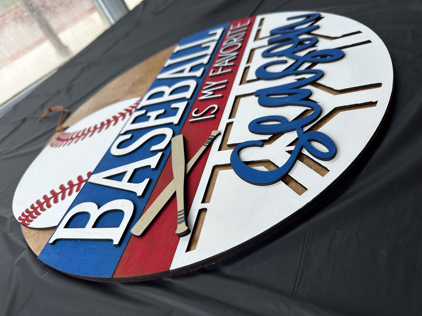 Baseball Season Wood Door Hanger | Personalized Baseball Decor | Game Day Sign | Round Front Door Welcome Sign | Baseball Door Sign