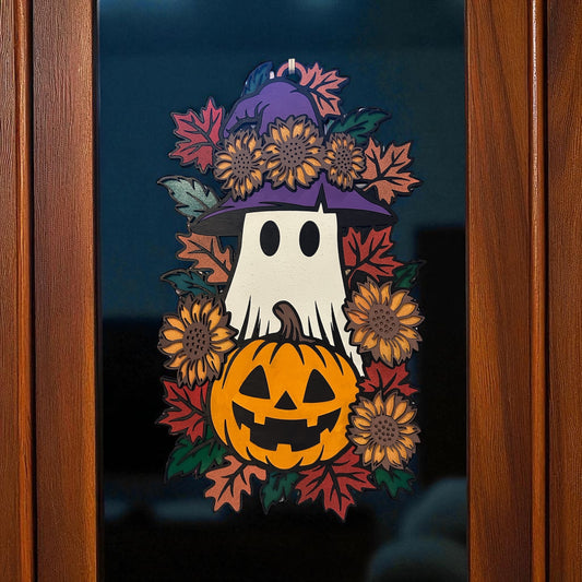 Spooky Sweet Floral Ghost Door Hanger