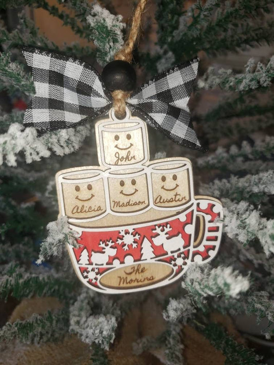 Personalized Marshmallow Family Christmas Ornament