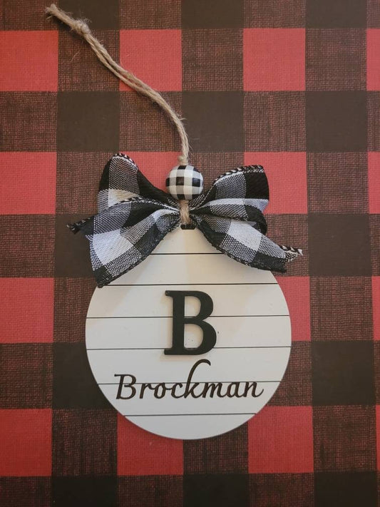 Shiplap Monogram Ornament