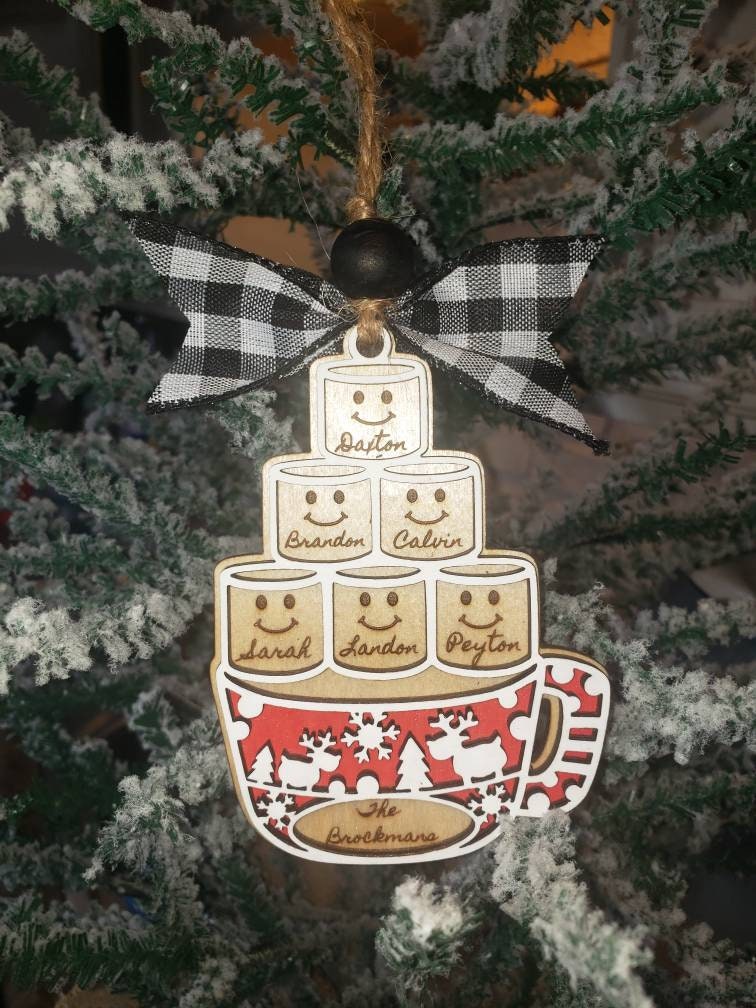 Personalized Marshmallow Family Christmas Ornament