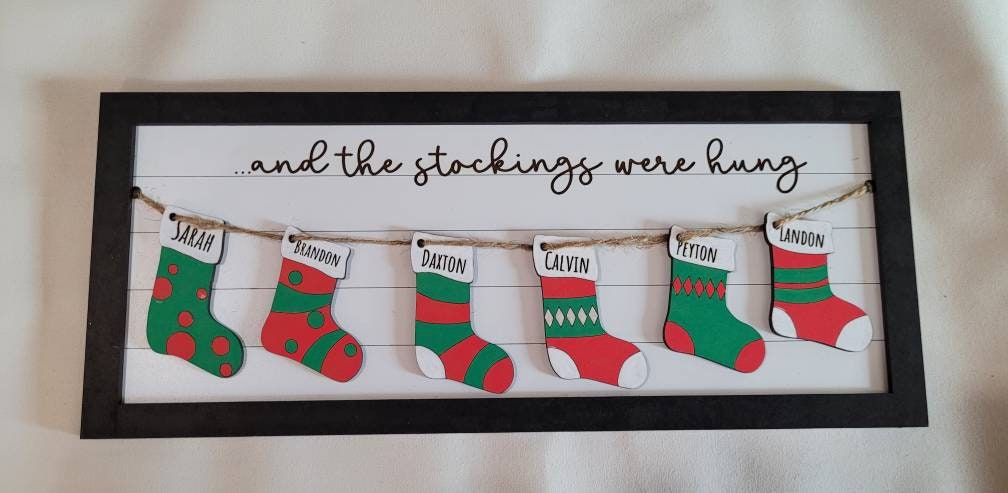 Personalized Family Christmas Sign - Santa's Helpers - Custom Reindeer Name Sign  -  Stocking Sign - Gingerbread Sign - Rustic Holiday Decor